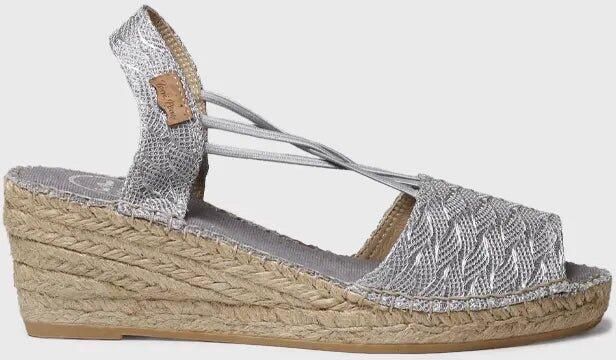 Toni Pons Espadrille met sleehak voor dames van glanzende gevlochten stof TESS-CG