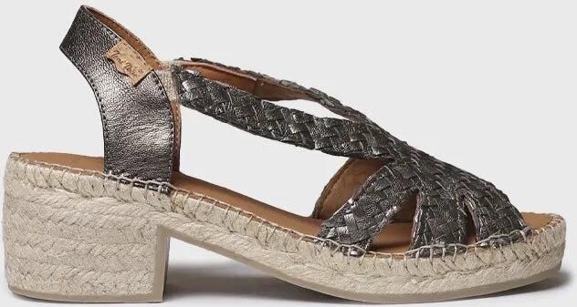 Toni Pons Espadrilles met lage hak voor dames van metallic stof DORIS