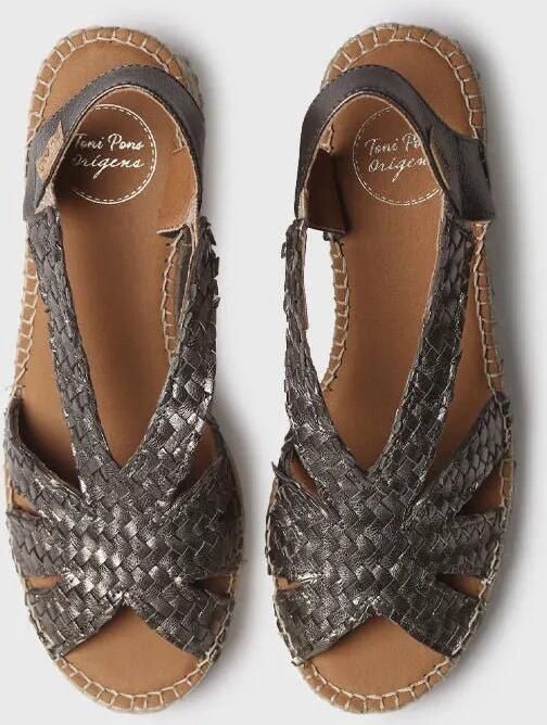 Toni Pons Espadrilles met lage hak voor dames van metallic stof DORIS