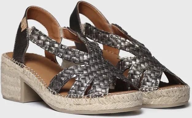 Toni Pons Espadrilles met lage hak voor dames van metallic stof DORIS