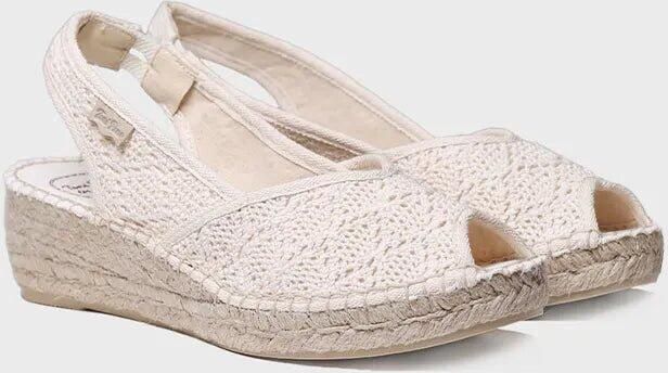 Toni Pons Espadrilles met open neus en sleehak van jute WHITE-AD