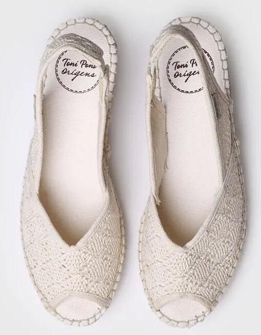 Toni Pons Espadrilles met open neus en sleehak van jute WHITE-AD