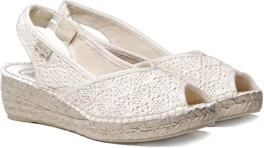 Toni Pons Espadrilles met open neus en sleehak van jute WHITE-AD