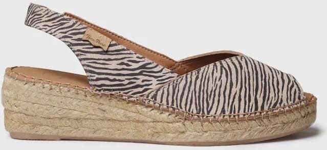 Toni Pons Espadrilles met sleehak voor dames in leer met dierenprint BERNIA-ZB