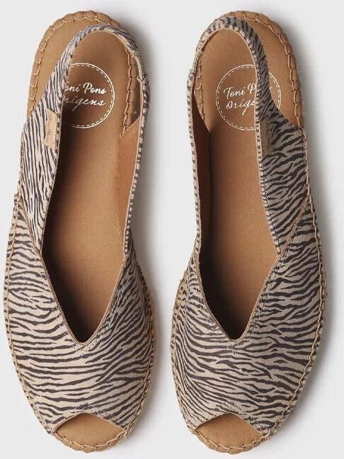 Toni Pons Espadrilles met sleehak voor dames in leer met dierenprint BERNIA-ZB