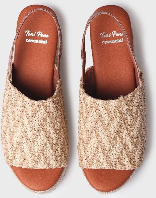 Toni Pons Espadrilles zonder hiel van raffia met een brede hak ANKARA
