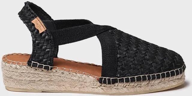 Toni Pons Gesloten espadrille voor dames van gevlochten leer met sleehak SIRACUSA