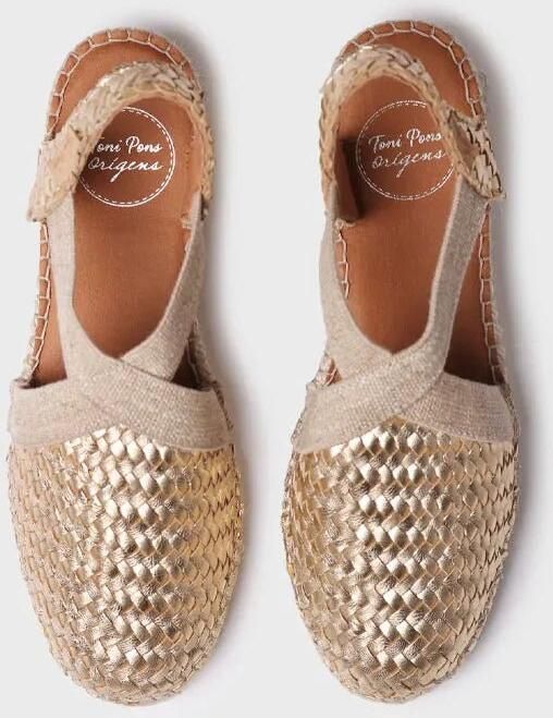 Toni Pons Gesloten espadrille voor dames van gevlochten leer met sleehak SIRACUSA
