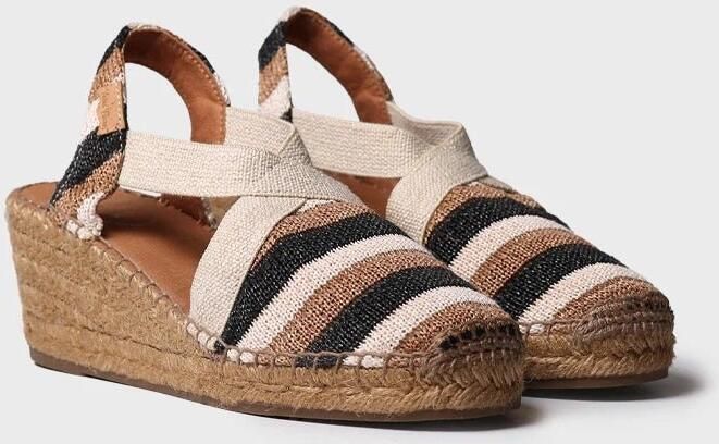 Toni Pons Gestreepte espadrille met sleehak en elastische bandjes TERRA-AB
