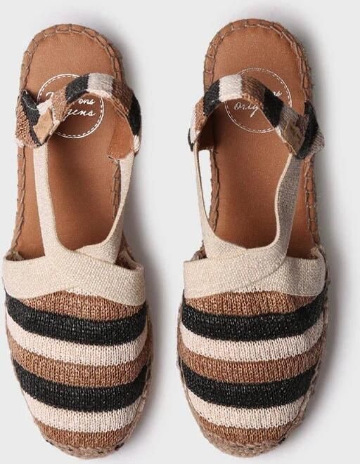 Toni Pons Gestreepte espadrille met sleehak en elastische bandjes TERRA-AB