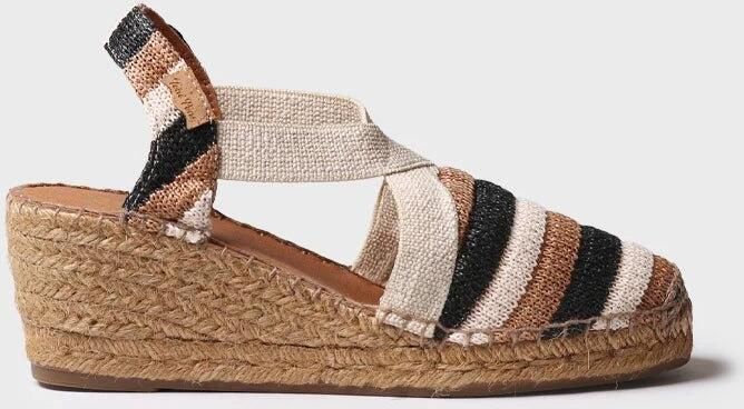 Toni Pons Gestreepte espadrille met sleehak en elastische bandjes TERRA-AB