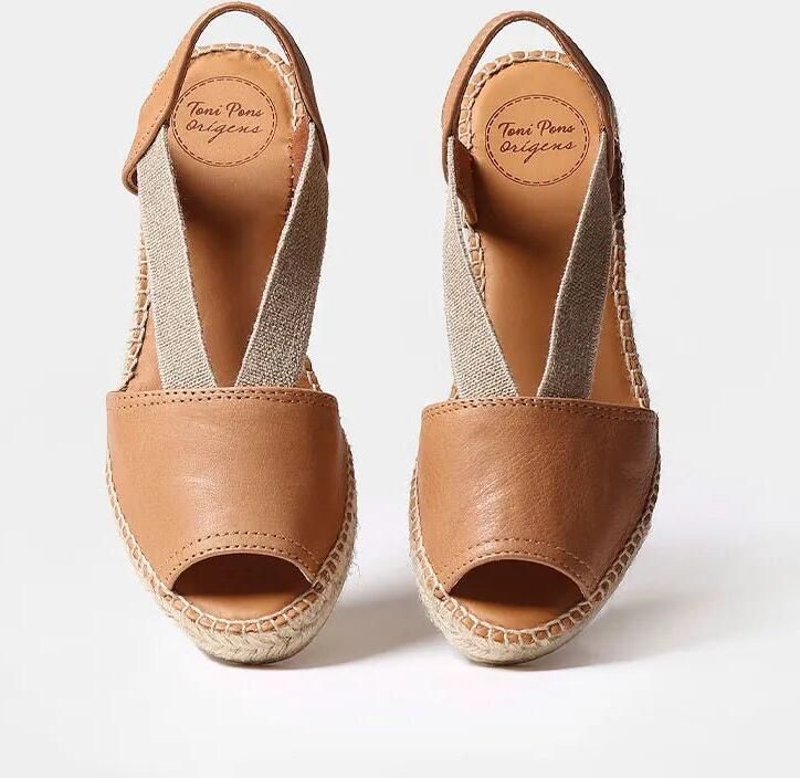 Toni Pons Leren espadrille met middelhoge sleehak en open achterkant TEIDE-P