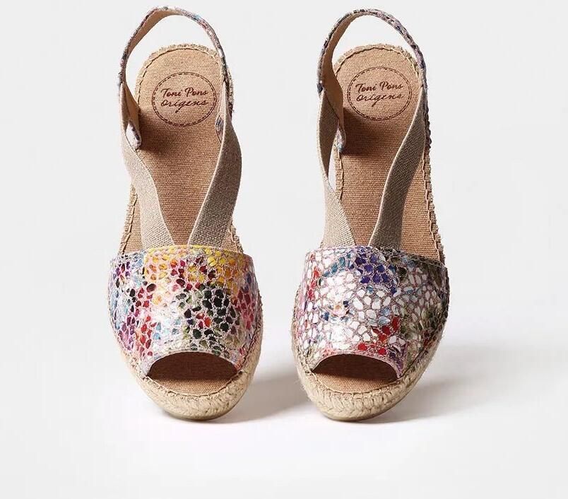 Toni Pons Leren espadrille met middelhoge sleehak en open achterkant TEIDE-PM