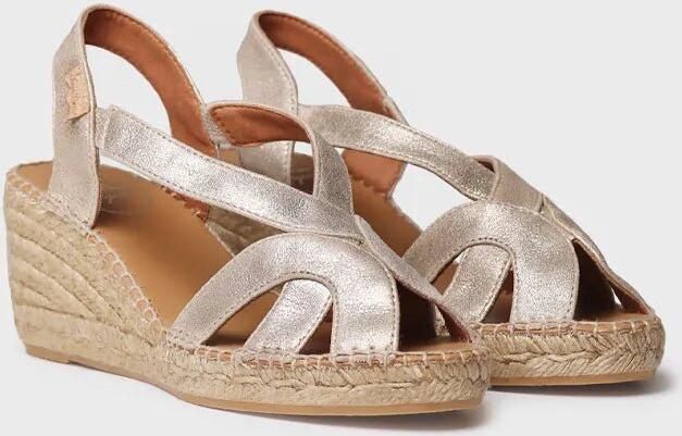 Toni Pons Metallic leren espadrille voor dames met sleehak en elastische bandjes LUCIA-AS