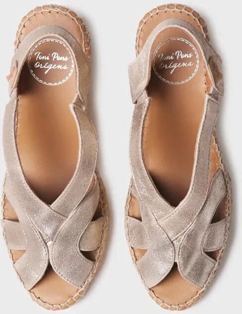 Toni Pons Metallic leren espadrille voor dames met sleehak en elastische bandjes LUCIA-AS