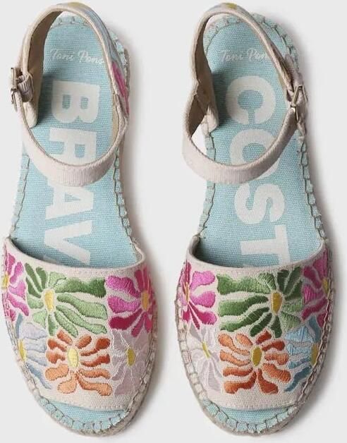 Toni Pons Platte damessandaal met veelkleurig borduurwerk GARBET