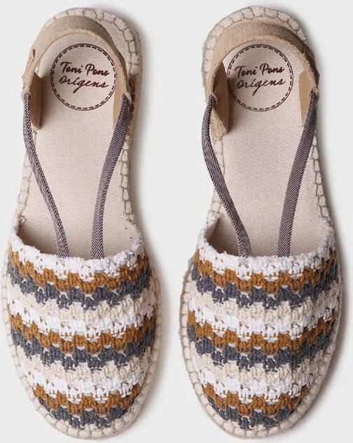 Toni Pons Platte espadrilles voor dames van veelkleurig haakwerk EMILIA