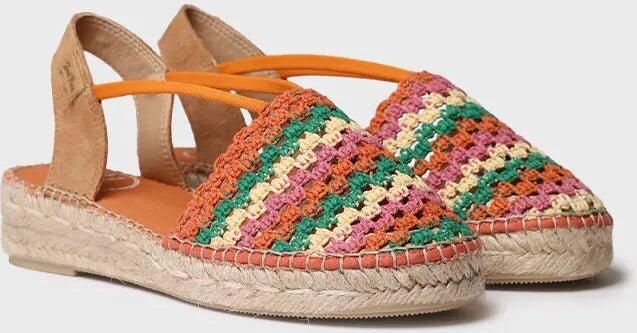 Toni Pons Platte espadrilles voor dames van veelkleurig haakwerk EMILIA