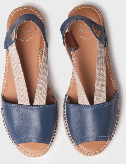 Toni Pons Platte leren sandaal met elastische bandjes ETNA