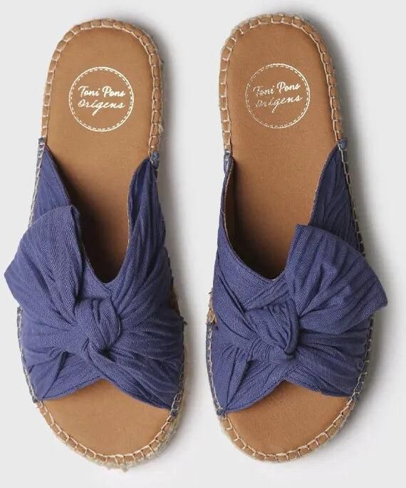 Toni Pons Platte stoffen sandalen voor dames met strik ELINA