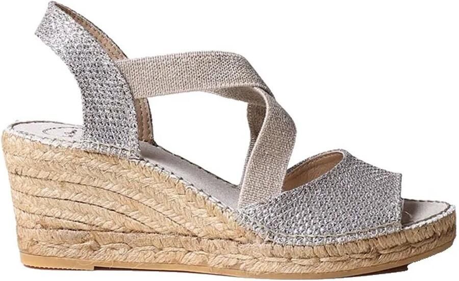 Toni Pons Sol-s Esparto Sleehak Sandalen Grijs Vrouw