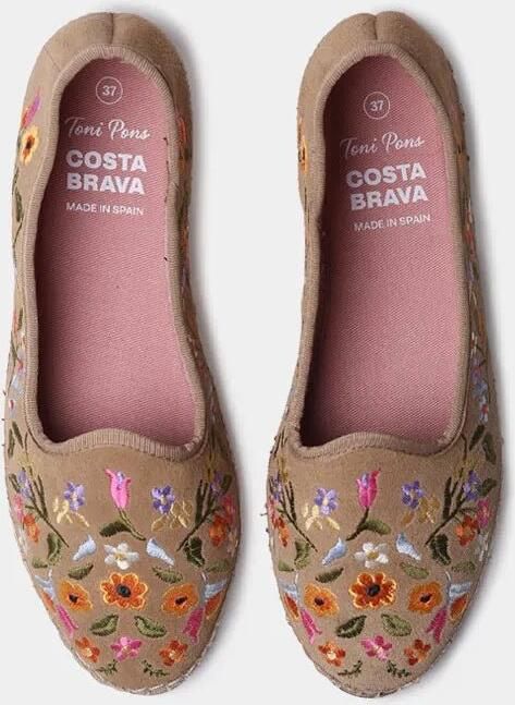 Toni Pons Suède ballerina-jurk voor dames met geborduurde bloemen PERALADA