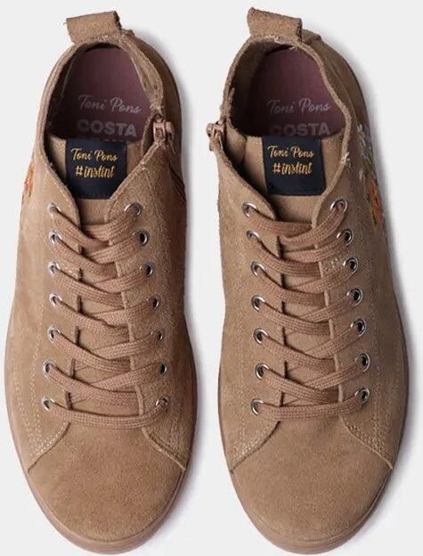 Toni Pons Suède enkellaarsjes voor dames met bloemenborduurwerk ORDIS