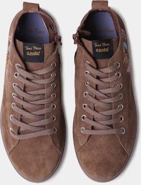 Toni Pons Suède enkellaarsjes voor dames met bloemenborduurwerk ORDIS