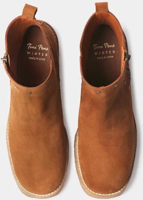 Toni Pons Suède enkellaarsjes voor dames met studs en plateauzool PAU-SY