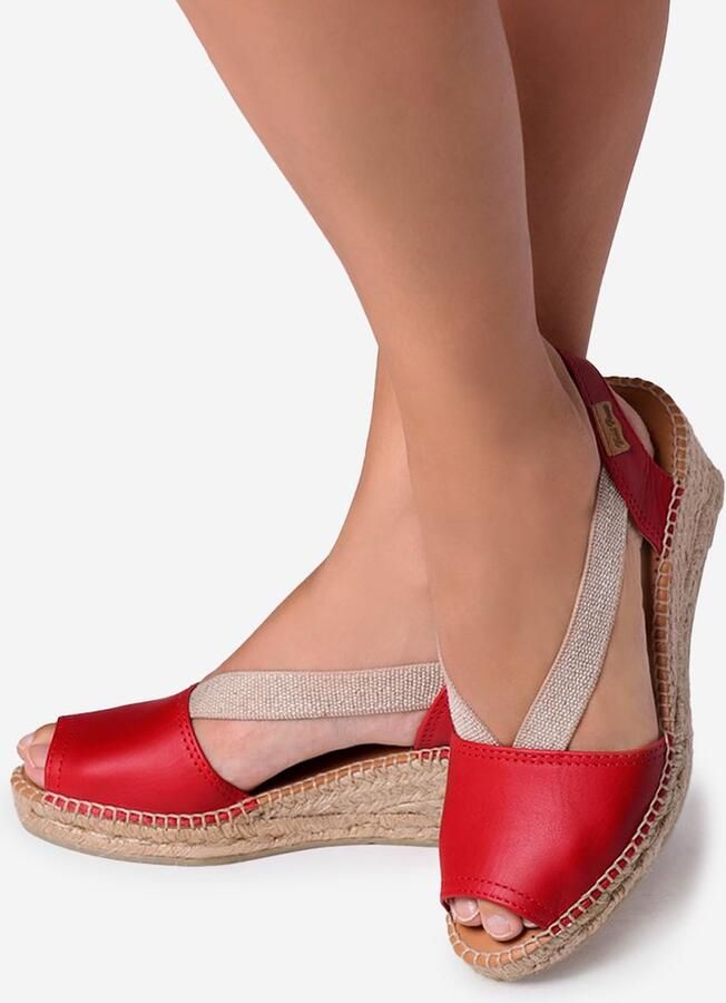 Toni Pons TEIDE-P Leren espadrille met spitse neus en middelhoge sleehak ROOD