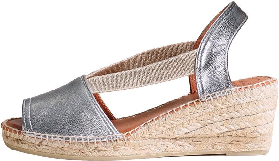 Toni Pons TEIDE-P Leren espadrille met sluiting aan de achterkant en middelhoge sleehak STEEL