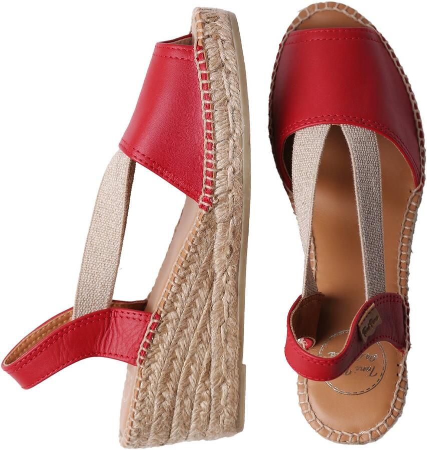 Toni Pons TEIDE-P Leren espadrille met sluiting aan de achterkant en middelhoge sleehak ROOD