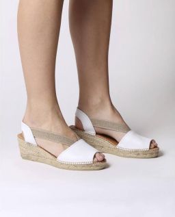 Toni Pons TEIDE-P Leren espadrille met veiligheidssluiting en middelhoge sleehak WIT