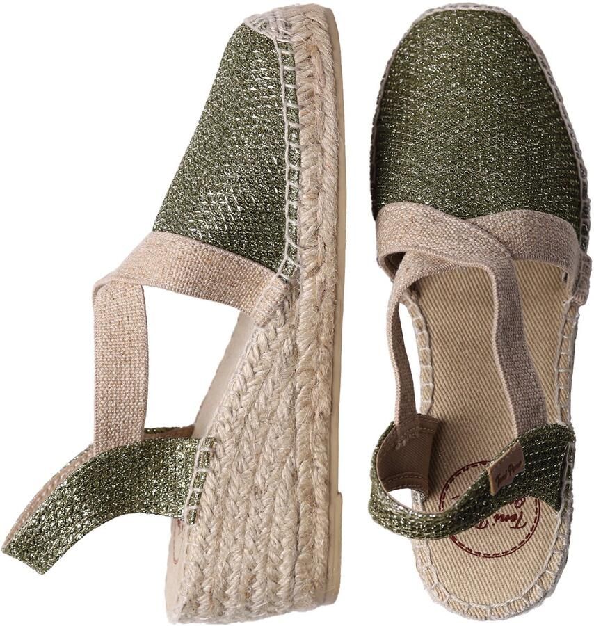 Toni Pons TRITON Glanzende veganistische espadrilles voor dames OLIJFGROEN