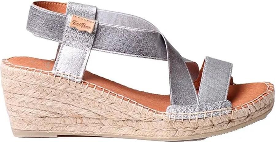 Toni Pons Tura-rc Esparto Sleehak Sandalen Zilver Vrouw