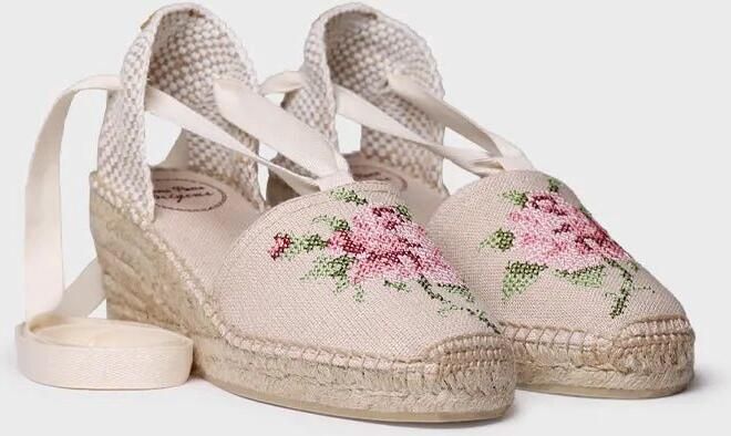 Toni Pons Vegan dames espadrille van katoen met borduurwerk en sleehak VENICE