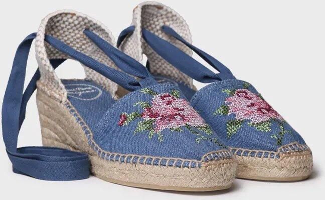 Toni Pons Vegan dames espadrille van katoen met borduurwerk en sleehak VENICE