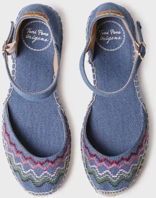 Toni Pons Vegan espadrille met sleehak en kruissteekborduurwerk JESSIE