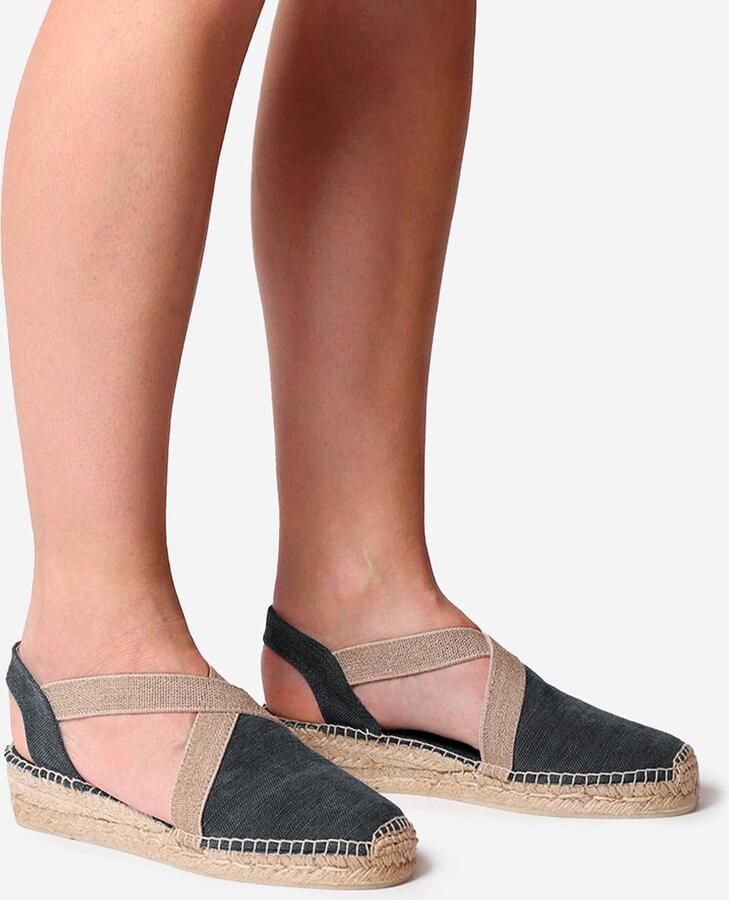 Toni Pons VERDI-V Veganistische platte katoenen espadrilles voor dames ZWART