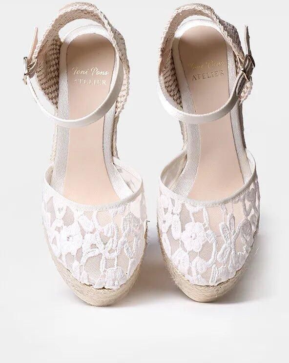 Toni Pons Witte espadrille met sleehak voor de bruid PAOLA
