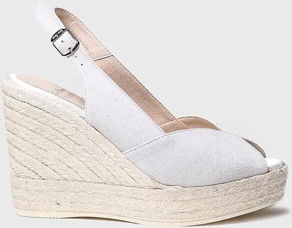 Toni Pons Witte suède espadrilles met sleehak voor bruiden POPPY