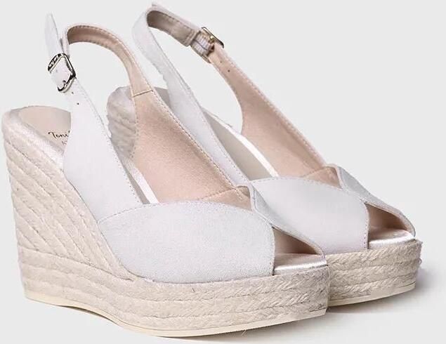 Toni Pons Witte suède espadrilles met sleehak voor bruiden POPPY