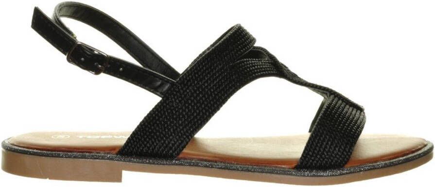 Topway Fashion Sandalen Zwart Plat