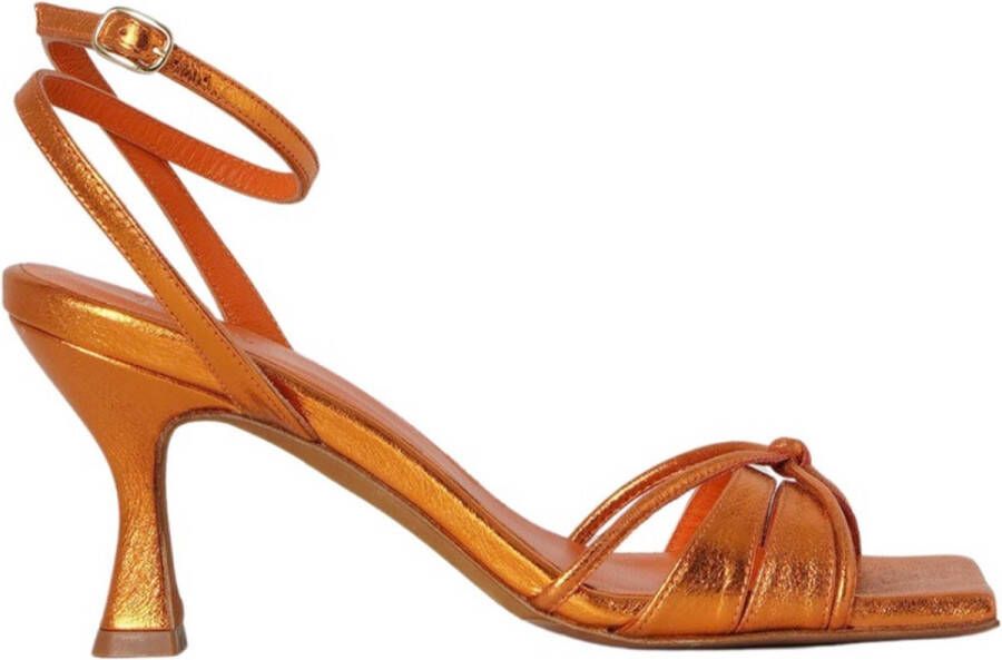 Toral Sandalen Dames Damesschoenen Leer Kitten heel hoogte Eve Oranje