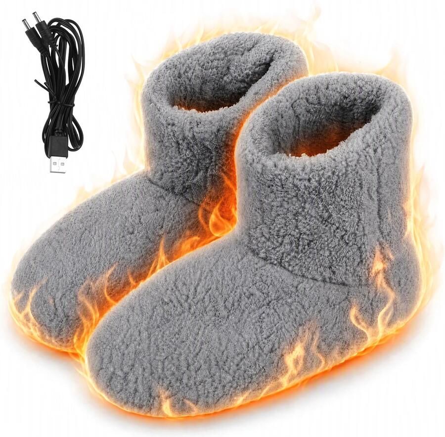 Traders Elektrische Verwarmde Pantoffels USB Verwarming Zachte Voetverwarmers Wasbaar Warme Pantoffels voor Heren Voor Thuis en Koude Dagen