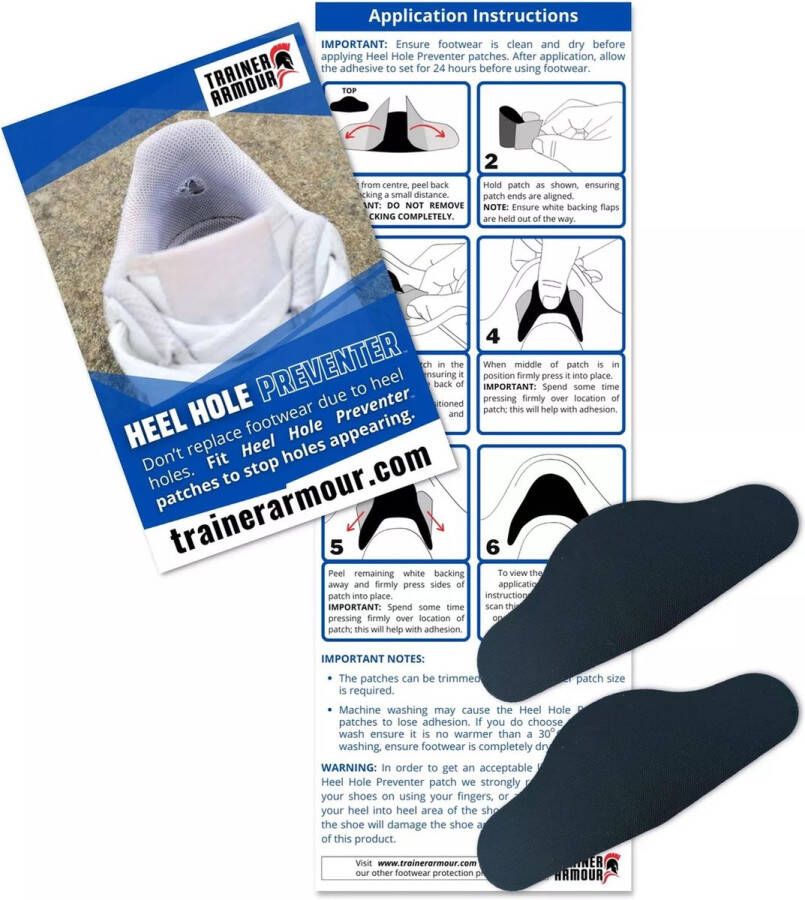Trainer Armour Heel Hole Preventer White Preventie voor slijtage schoenen Wit zwart