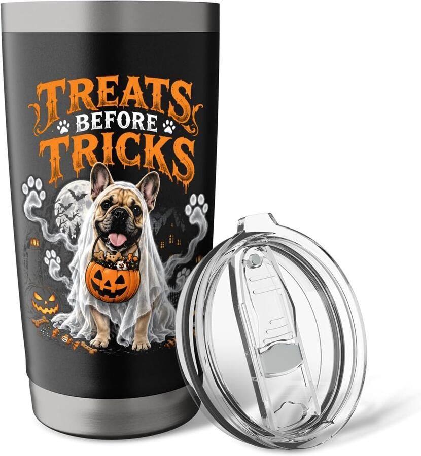 Traktaties Voor Trucs Franse Bulldog Geest Hond Dubbelwandige RVS Thermosbeker