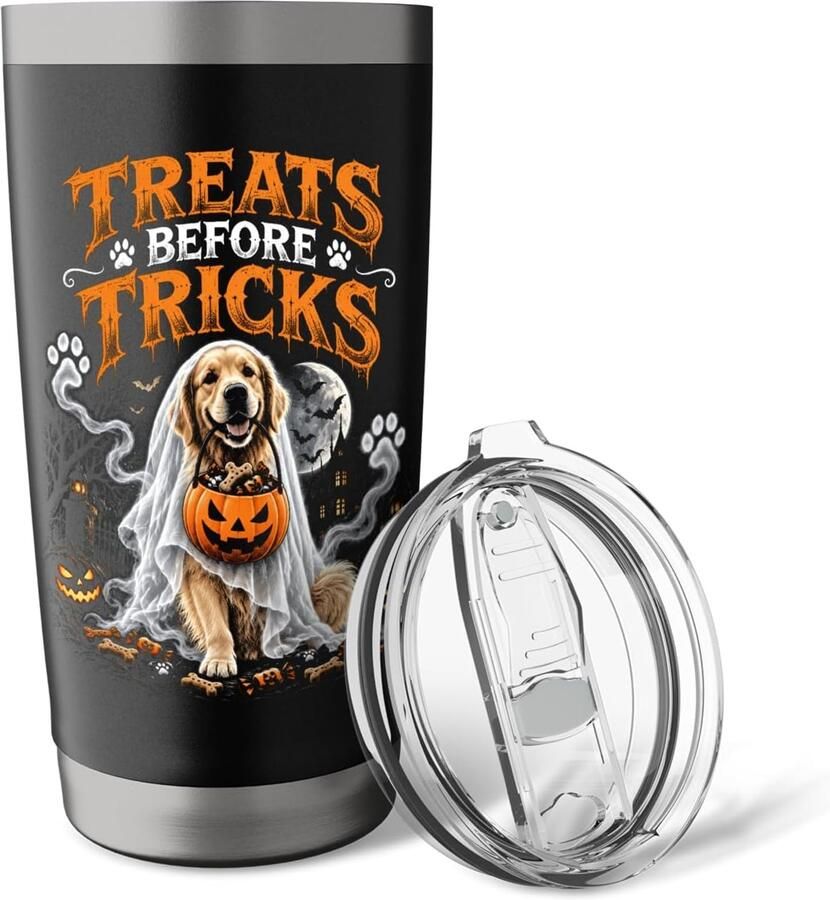 Traktaties Voor Trucs Golden Retriever Geest Hond Halloween Thermosbeker