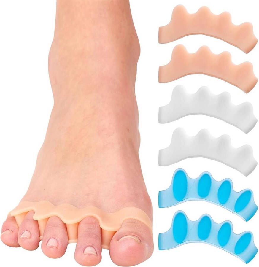 Trankielo Siliconen Teenslippers Eenheids ?? Set van 6 Voetverzorging Tenenscheiders Orthopedisch Ontwerp