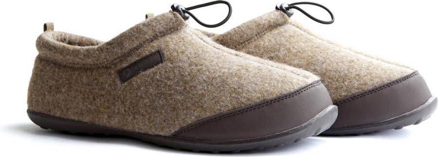 Travelin ' Back-Home Dames Sloffen Wollen Pantoffels Rubberen zool Beige Zand